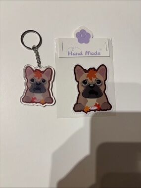 French Bulldog Keychain and Sticker